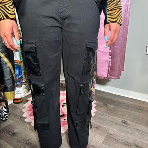 Fashion Nova Black Cargo Jeans